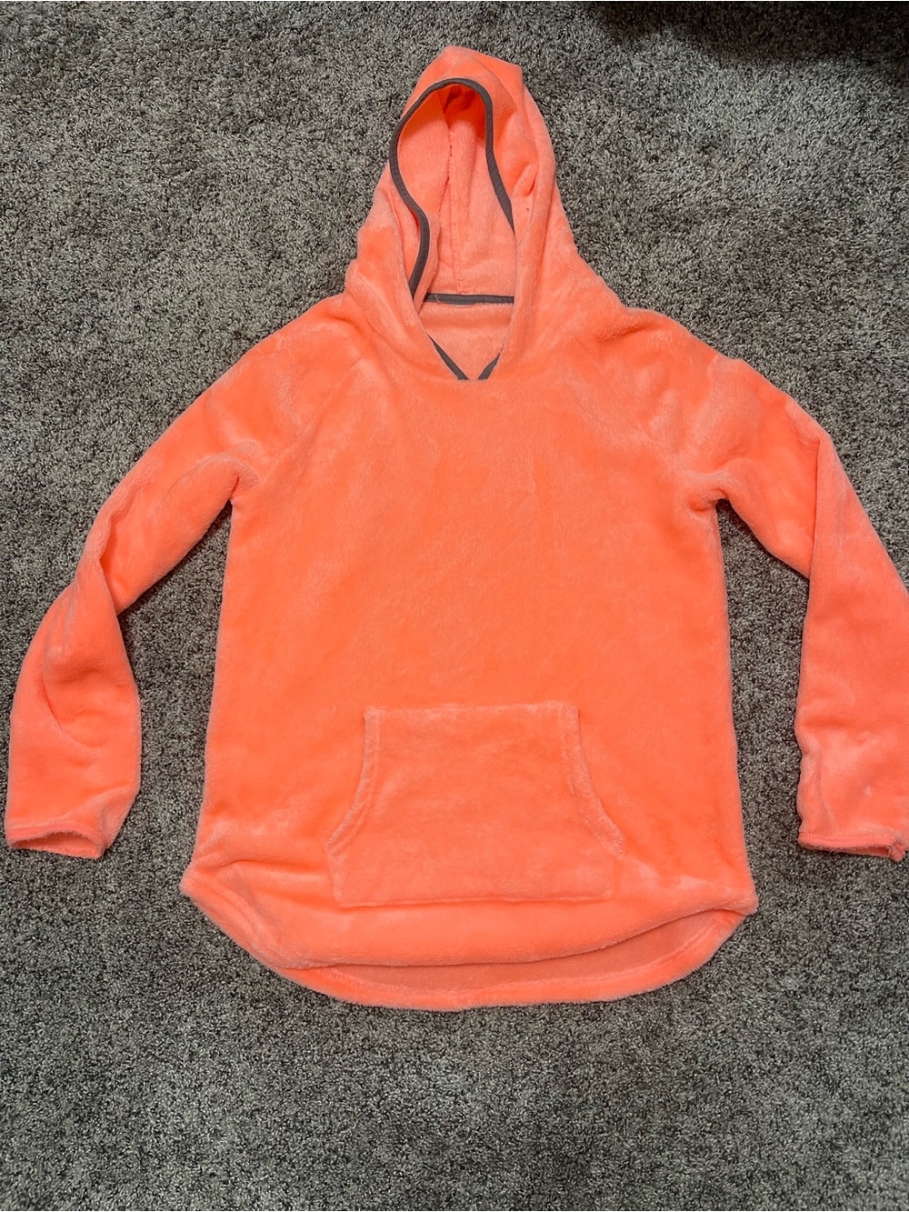 Plush Hooded Pullover in Bright Coral